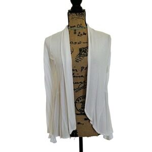 J.M. Fleurette White Open Flowy Gathered Cardigan Coverup Versatile Size Small